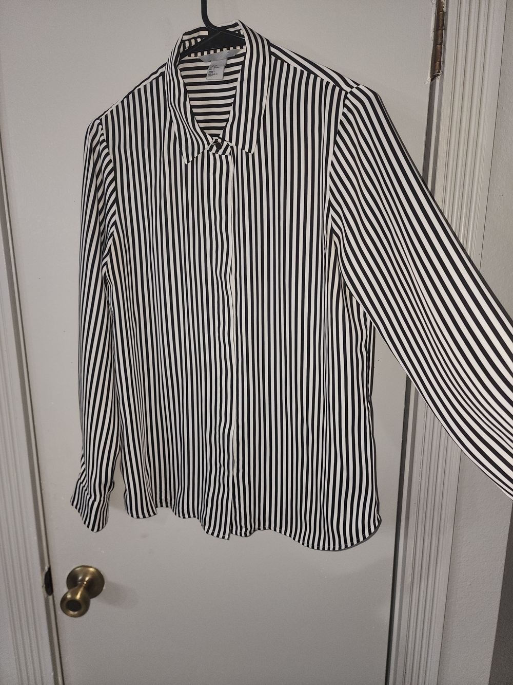 H&M Black and White Vertical Stripe Button-Down Shirt